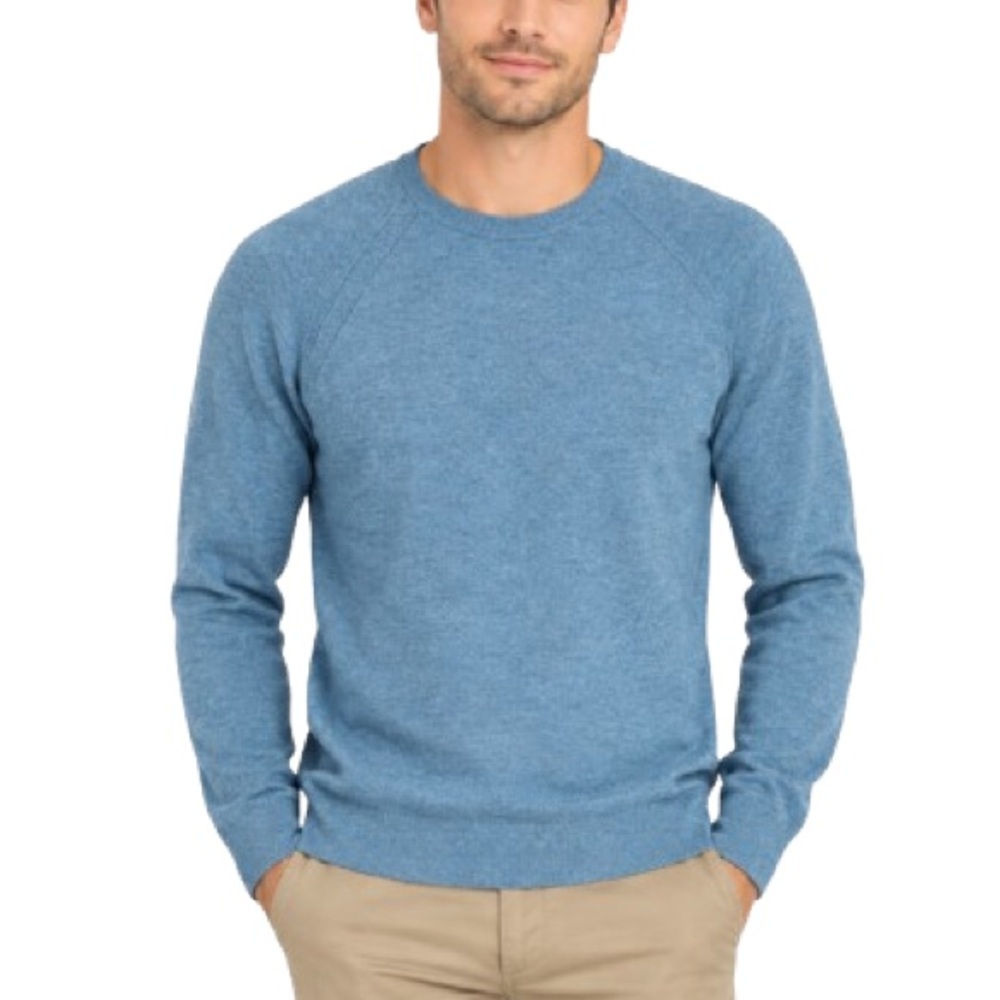 Banana Republic Mens Heather Blue Cotton Crewneck Sweater Size Large Minimalist